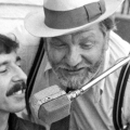 Vlado Müller na Pastýřské stěně při natáčení filmu Láska s vůní pryskyřice, Děčín, 1984
