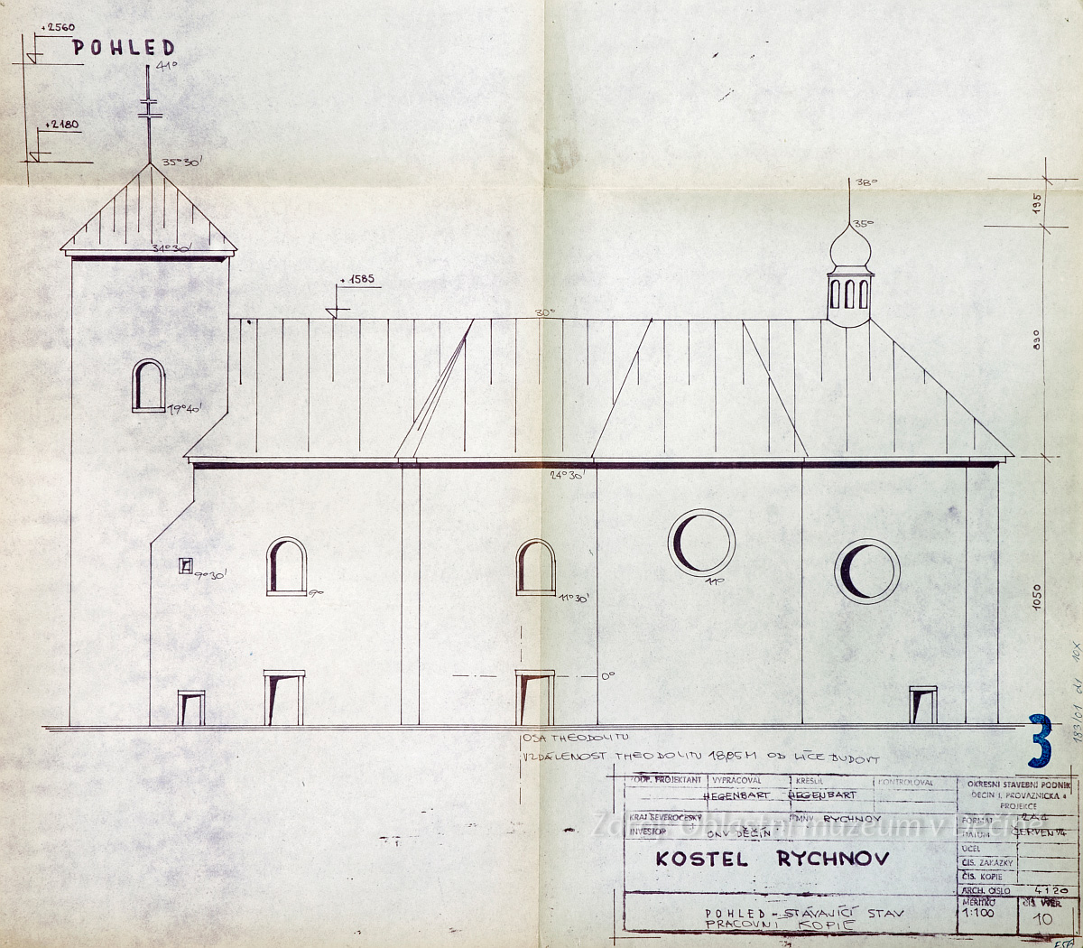 Plán kostela sv. Bartoloměje v Rychnově